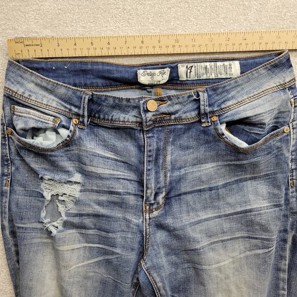 Indigo Rein Anklet Jeans Women's Size 17 Light Distressed Blue Denim Washed - Picture 4 of 13